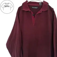 USA古着 長袖ポロシャツ ボルドー L相当 古着 メンズ トップス