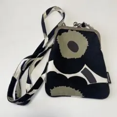 マリメッコ Roosa がま口 スマホショルダー ウニッコ 黒