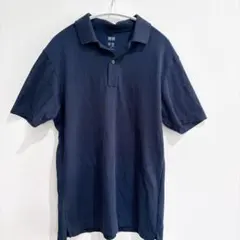 UNIQLOユニクロ ポロシャツ 襟 半袖 無地 M 紺 綿 通勤