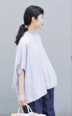 かぐれ リネンスクエアケープシャツ　パープル かぐれ リネンスクエアケープシャツ - メルカリ