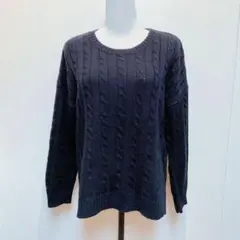 良品 レプシィム ケーブル編み ネイビー 紺色 L 長袖セーター