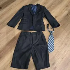 フォーマルスーツ ブラック ストライプ ネクタイ付き 110cm 未使用