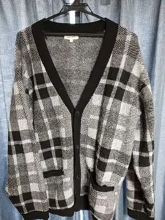 GLOBALWORK グローバルワーク ニットカーディガン 白黒チェック