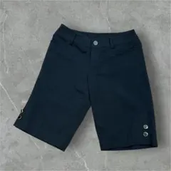 ハーフパンツ レディース 黒 ブラック フォーマル ローウエスト 高見え 春夏