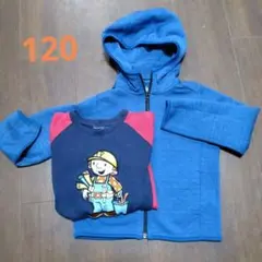 長袖厚地Tシャツ、ユニクロ 120フード付きパーカー2枚セット