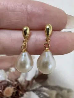 天然淡水パールピアス　シルバー