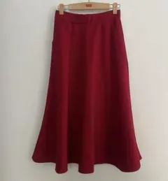 赤 フレアスカート ウエストゴム ポケット付き