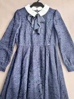 【卒業式・入学式】メゾピアノ150フォーマルワンピースネイビー レース美品即発送