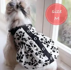 【残り1枚】犬服 フラワーバルーンワンピース M