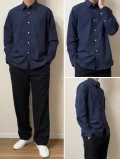 【美品】BEAMS（ビームス）ドット柄 長袖シャツ ネイビー Mサイズのサムネイル