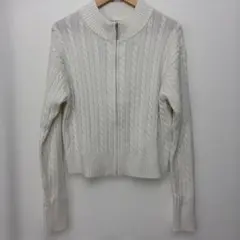 TIME SALE❗️ 美品❗️GU ケーブル編みジップアップニットカーディガン 白