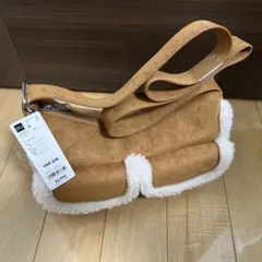 GU ダブルポケットボアショルダーバッグ ブラウン