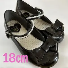 18cmリボン付きブラックフォーマルシューズ