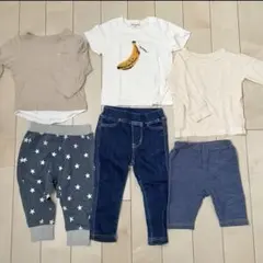 【即購入OK】【80cm】上下6枚セット半袖Tシャツ 長袖Tシャツ長ズボン短パン