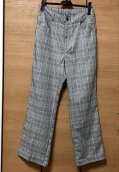 デイリーコーデ【未使用】WEGOグレンチェックストレートパンツ　ウエストゴム