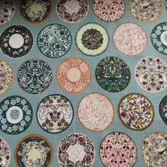 シーチング 北欧 東欧 プレート ブルー 90㎝ 生地