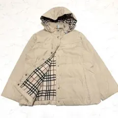 バーバリー フード付ダウンジャケット ノバチェック 13 LL クリーニング済
