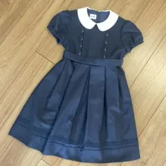 新品】マムエモア♡濃紺ワンピース 女の子 発表会 刺繍 お受験 面接