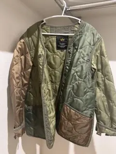 オリーブグリーン・ベージュ キルティングジャケット