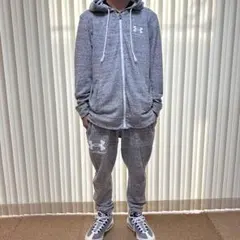 UNDER ARMOUR セットアップ LG メンズL グレー パーカー パンツ