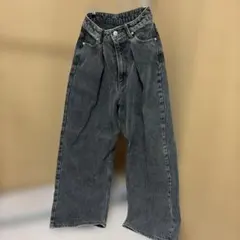 ENVYMグレー ハイウエスト ワイドレッグデニム