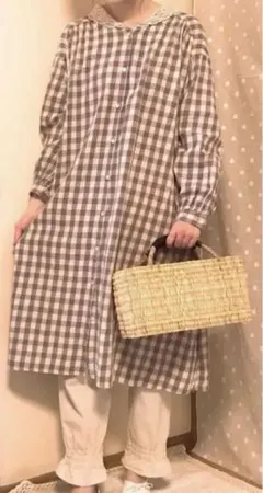 sm2 サマンサモスモス　ベージュ　ギンガムチェック　ワンピース　レース