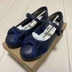 ネイビー リボン付き フォーマルシューズ　21㎝