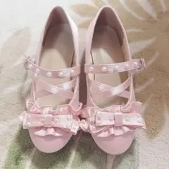 しまむら 眞白ありす リボンパールパンプス ピンクのサムネイル