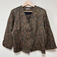 一点物 ノーカラージャケット 【Ｌ】昭和レトロ ペイズリー セットアップ商品