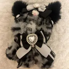 ねこ にじぱぺ 10cm おすわり ぬい服 ヒョウ柄 グレー ブラック