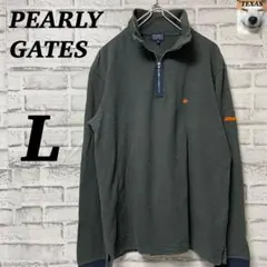 美品！ PEARLY GATES ボーダー ハーフジップ 刺繍ロゴ L