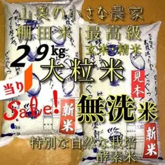 「殺虫剤：農薬不使用」大粒米　超好評　玄米２９キロ「無洗米に精米」のサムネイル