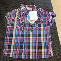 【新品・未使用】チェック柄シャツ　ラブレボ　90サイズ　オシャレ　子供服