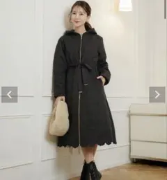 10 完売商品　新品タグ付き　ヴァニレ　黒　キルティング　ロングコート　リボンMのサムネイル