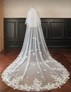 ホワイト刺繍 ウェディングベール