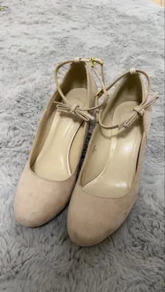 リボン付き アンクルストラップ パンプス ピンクベージュ Sサイズのサムネイル
