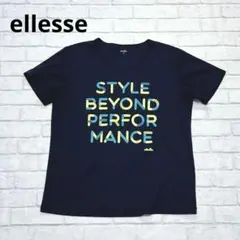 m18【エレッセ】トレーニング半袖Tシャツ☆スポーツ　L ネイビー　英字
