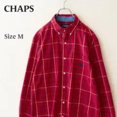 【1000～】CHAPS チャップス 長袖 シャツ チェック 赤系 メンズ M