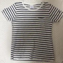 Champion ボーダー ポケットTシャツ ホワイト×ネイビー Mのサムネイル