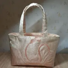 ★帯リメイク★トートバッグ★ファスナー仕切り付きA4トートバッグ