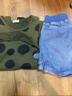 ドット柄トレーナーとショートパンツセット