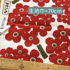生地　はぎれ　コットンキャンバス　ブーケ　う早この布　コットンこばやし　レッド系