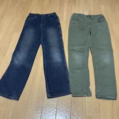 まとめ売り　長ズボン H&M MILDCLUB デニム　カーキ　120サイズ