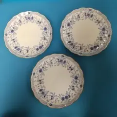 ナルミ　ボーンチャイナ　ミート皿　青い花柄皿 3枚セット