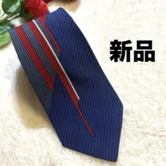 【新品】CAMPANULA 日本製 ネイビー 青 赤 ストライプ ネクタイ