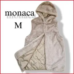 【極美品】monaca フェイクファーキルティングベスト フード付 軽量極暖ジレ