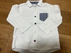 グローバルワーク　襟付きシャツ　ボタン　白シャツ　90 100 S 綿100%