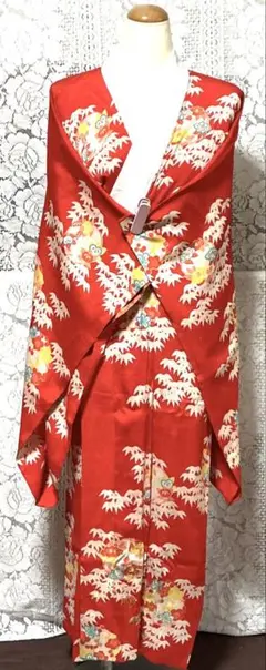 5k2619 長襦袢 正絹 単衣 小振袖用 赤 花柄 和装 着物 2025年最新】