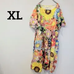 1点もの✨ 【XL】 半袖ワンピース 花柄 レディース 夏 可愛い おしゃれ