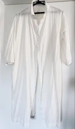 Chouette ホワイト ロングシャツ　七分袖リネン